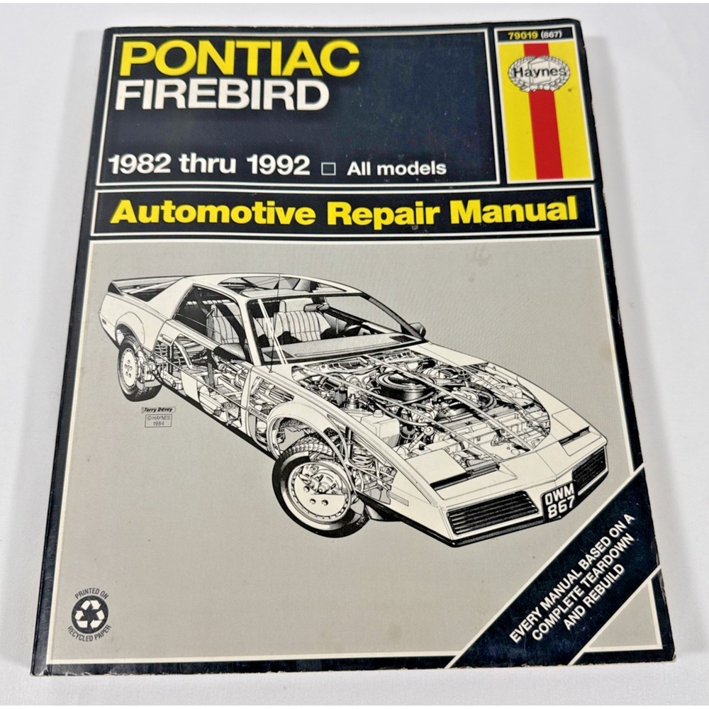 Haynes Pontiac Firebird Repair Manual 1982-1992 All Models V8 V6 L4 79019 867